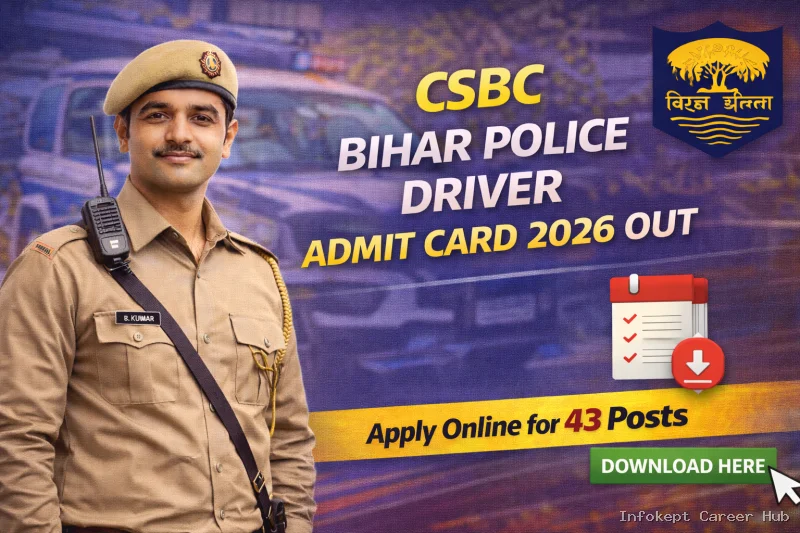 CSBC Bihar Police Driver Admit Card 2026 Out Download PET Hall Ticket Here