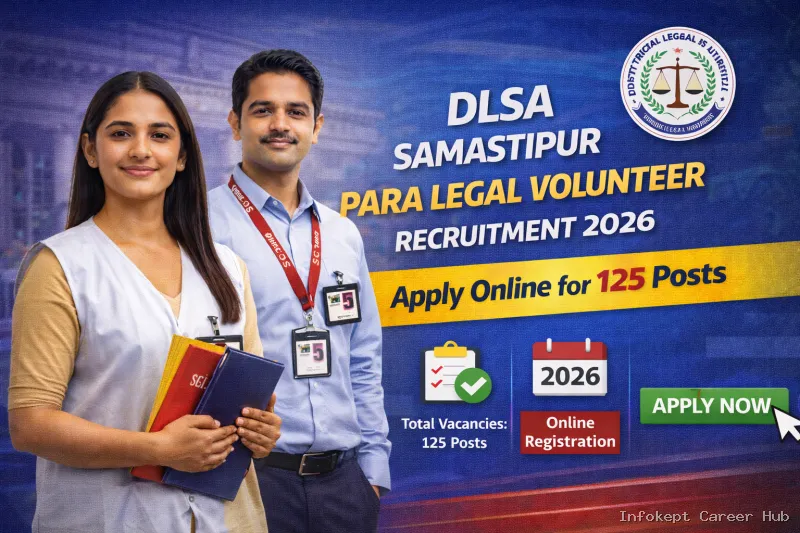 DLSA Samastipur Para Legal Volunteer Recruitment 2026 Apply for 125 PLV Posts 10th Pass Eligible