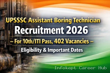 UPSSSC Assistant Boring Technician Recruitment 2026 10th ITI 402 Vacancies Full Career Guide Eligibility Salary Exam Strategy
