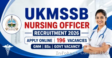 UKMSSB Nursing Officer Recruitment 2026 Apply Online 196 GNM BSc Govt Vacancy